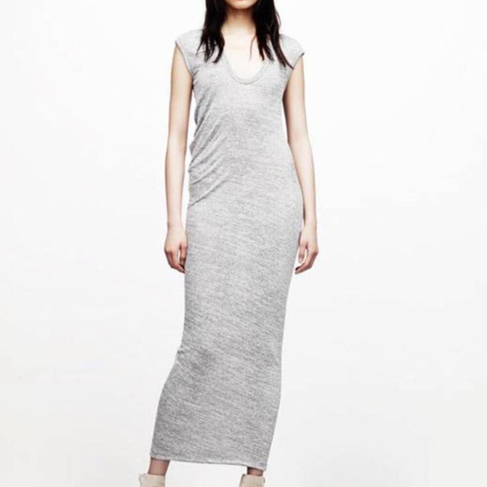 T by Alexander Wang Light Gray Jersey Knit Draped Back Maxi Dress - XS